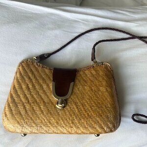 Vintage wicker crossbody purse
